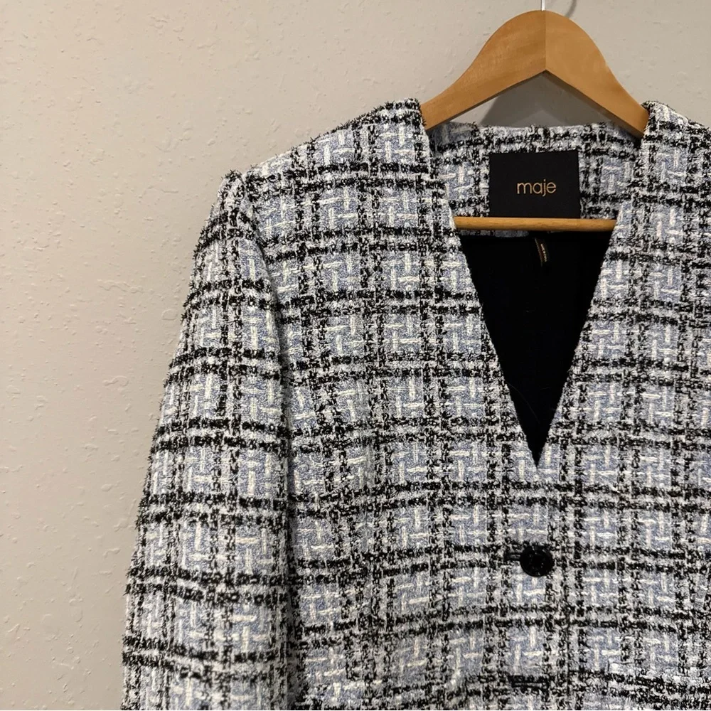 Maje Vizuli Blue Tweed Jacket